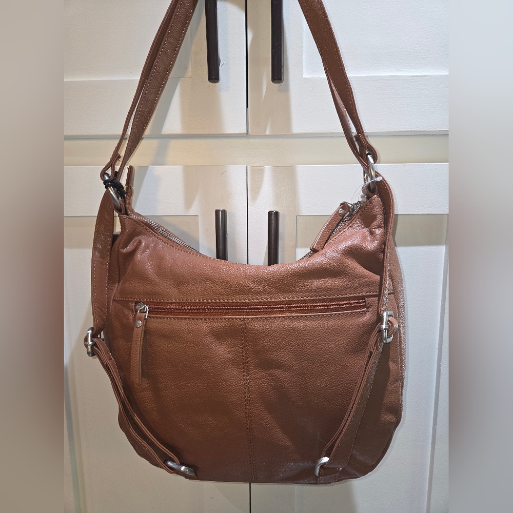 Genicci NWT Cognac Genuine Leather Shoulder Bag